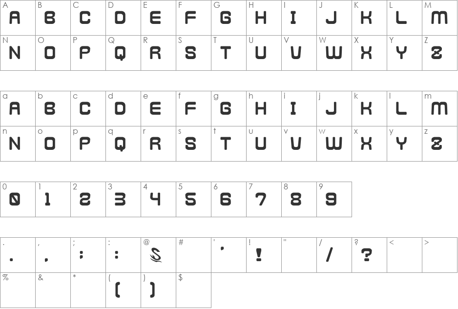 Kamone 4__G font character map preview