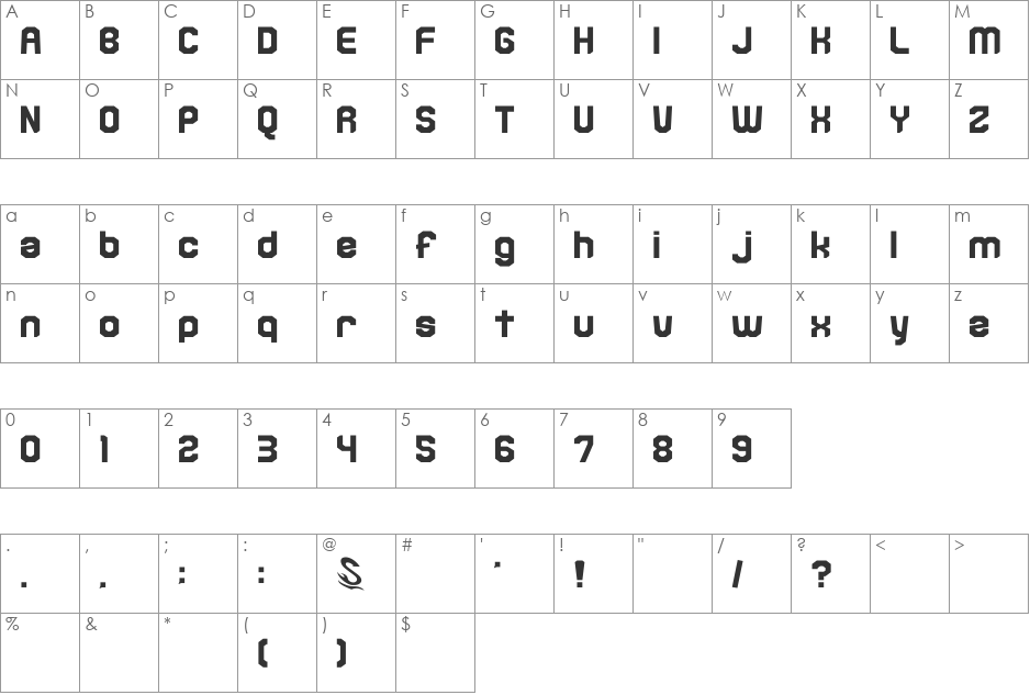 kamone 6 font character map preview