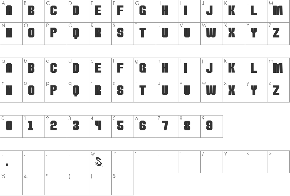 kamone 8__G font character map preview
