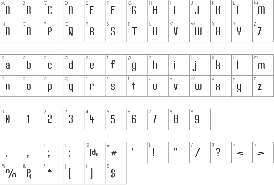 Kandide Wide font character map preview