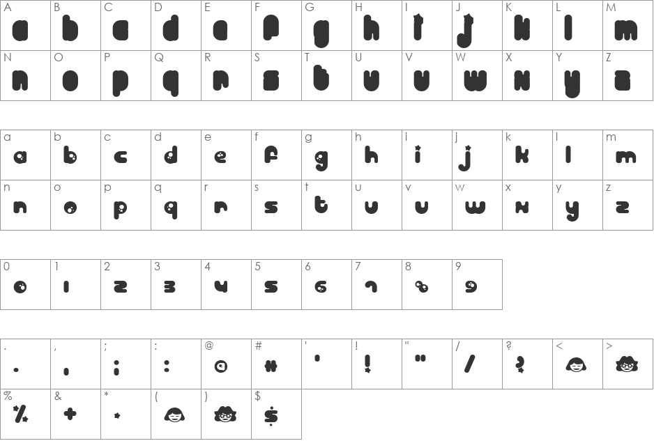 Kanfusion font character map preview