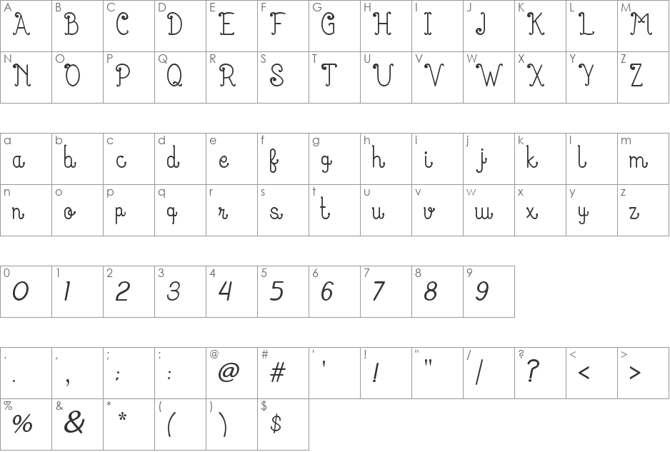 Kanita Klara font character map preview