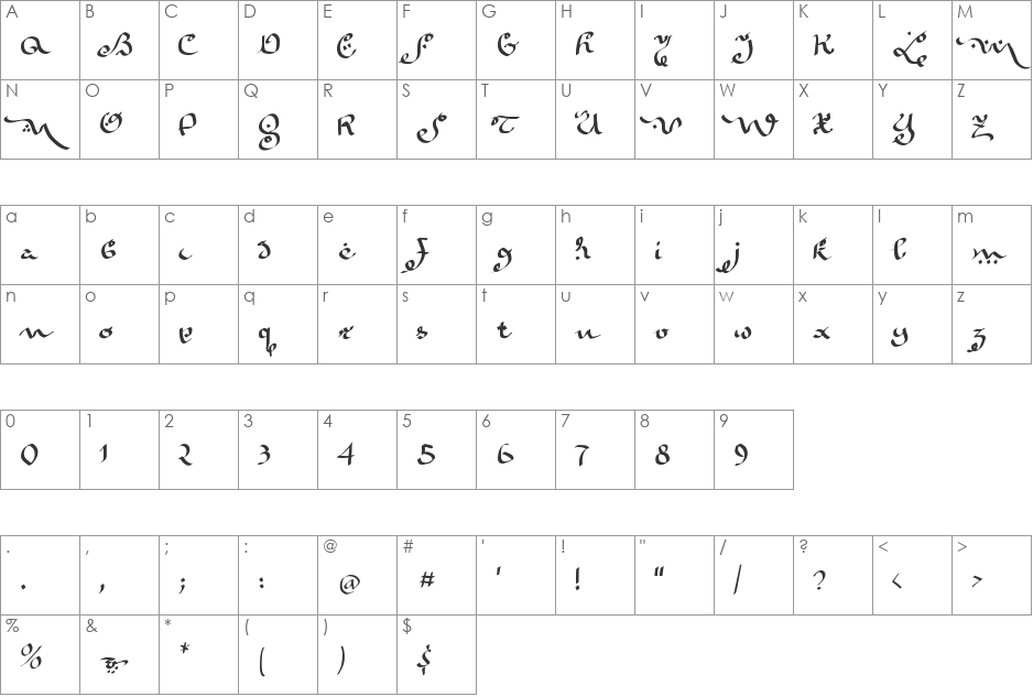 KaraBenNemsi font character map preview