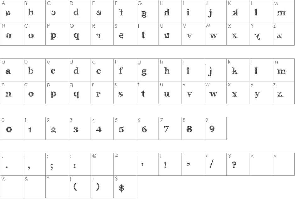 karabinE. font character map preview