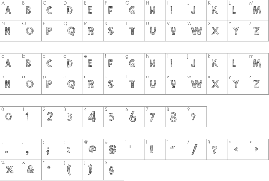 Karamuruh font character map preview