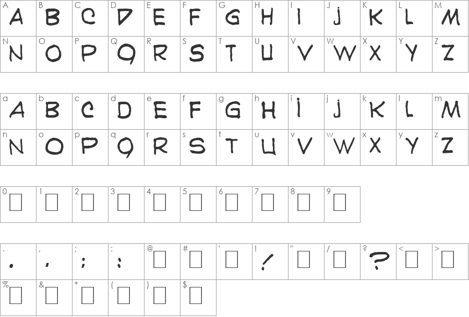 Karaoglan font character map preview