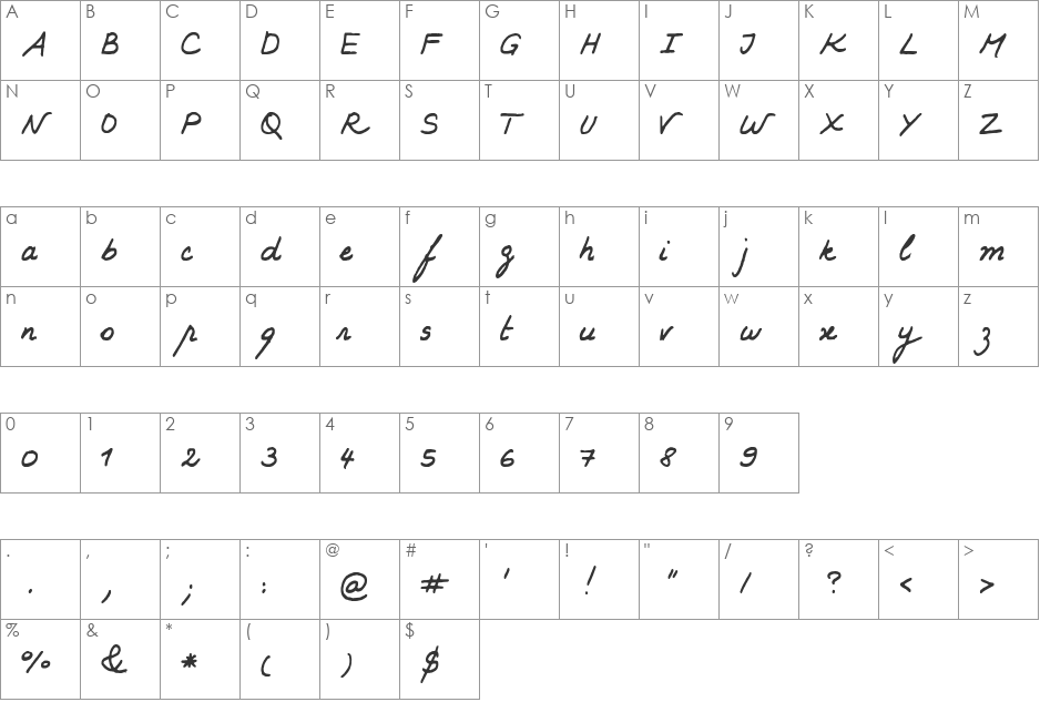 KARINE font character map preview