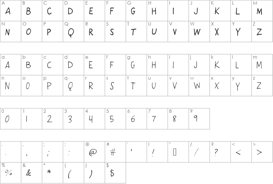 KarmaCycle font character map preview