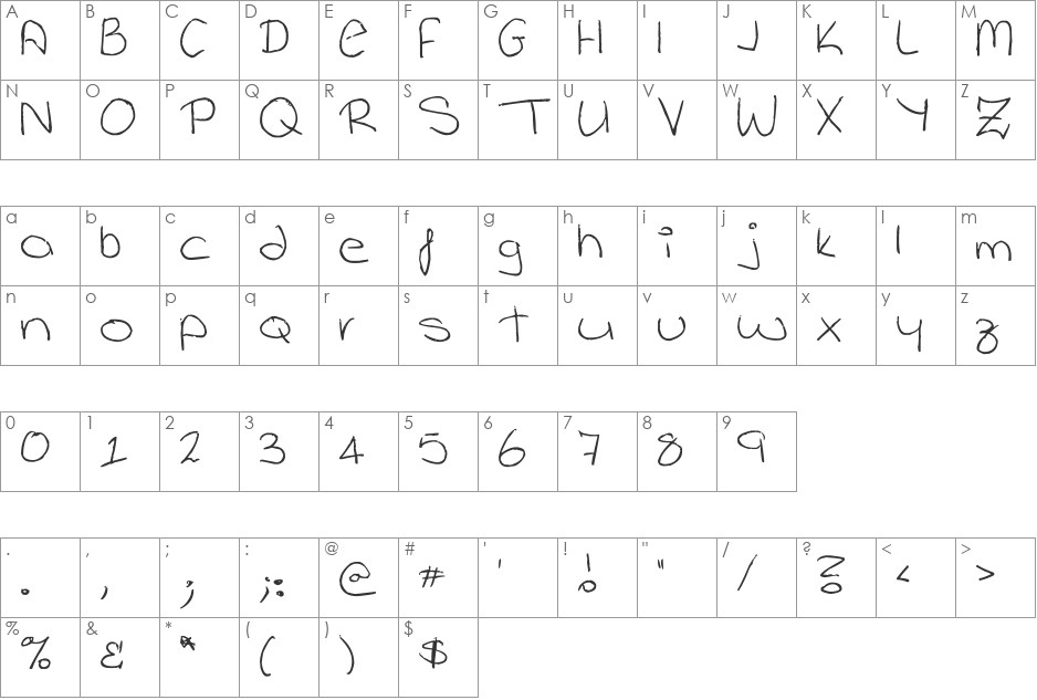 KarmaK2 font character map preview