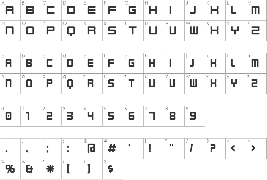 Karnivore font character map preview