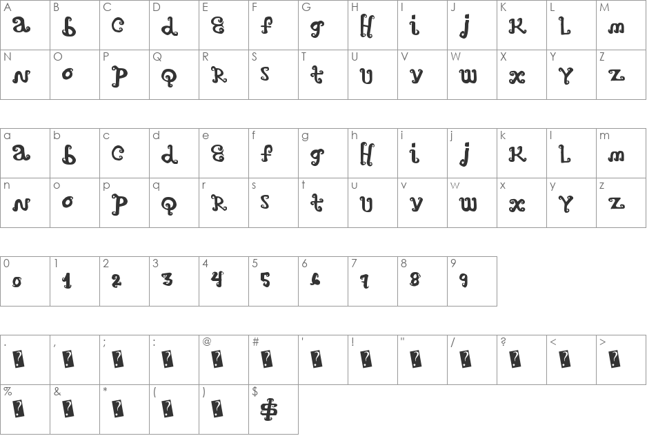 ArtTimes font character map preview