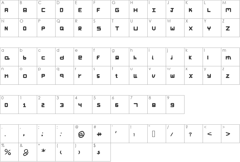 KasCrackFont font character map preview