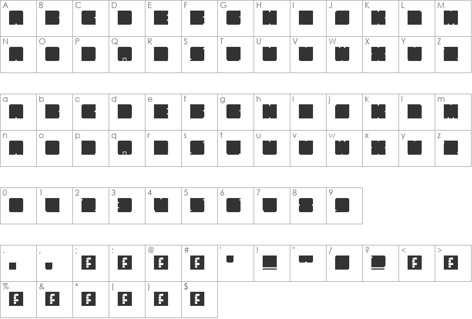 Kasual Bloks font character map preview