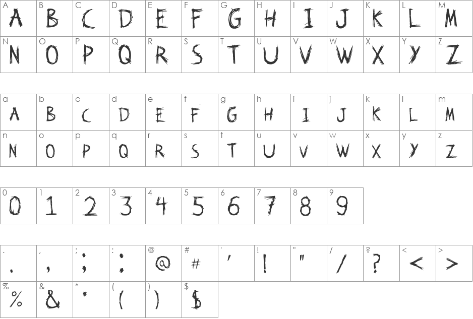 Kat Skratch font character map preview