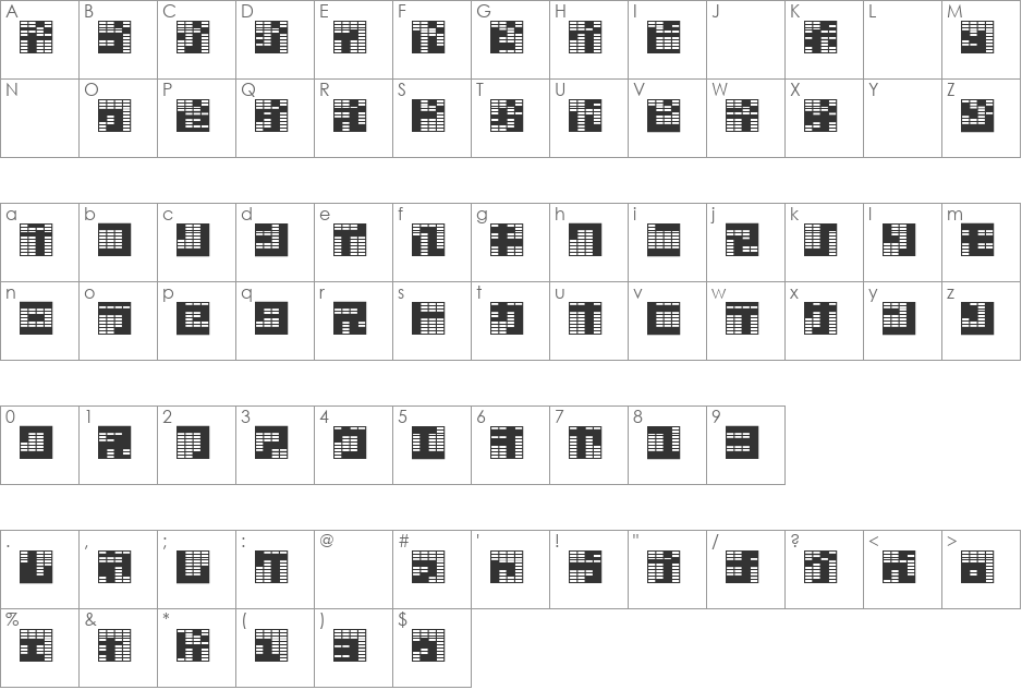katakana,block font character map preview