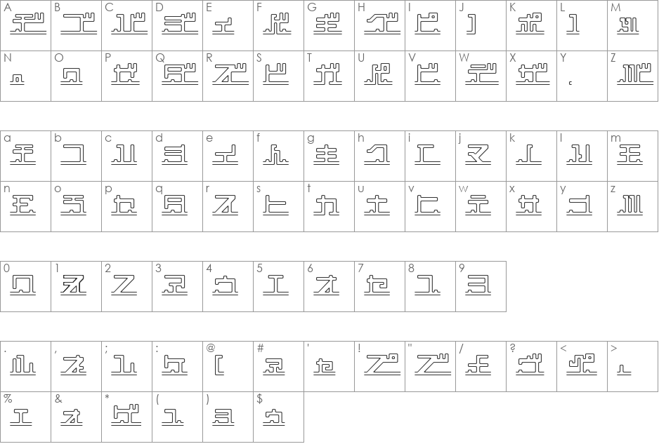 katakana,pipe font character map preview