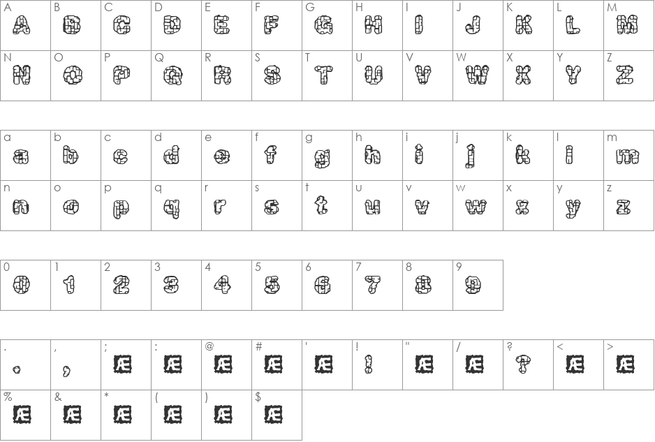 Katalyst active BRK font character map preview