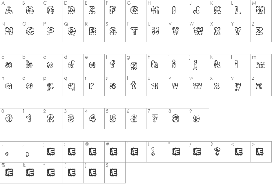 Katalyst inactive BRK font character map preview