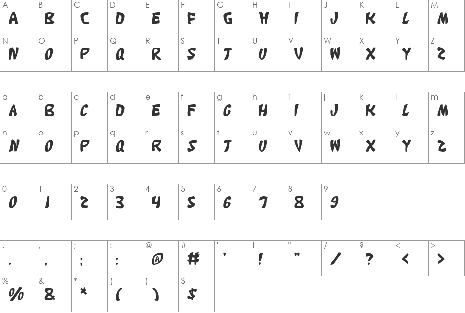 Katana font character map preview