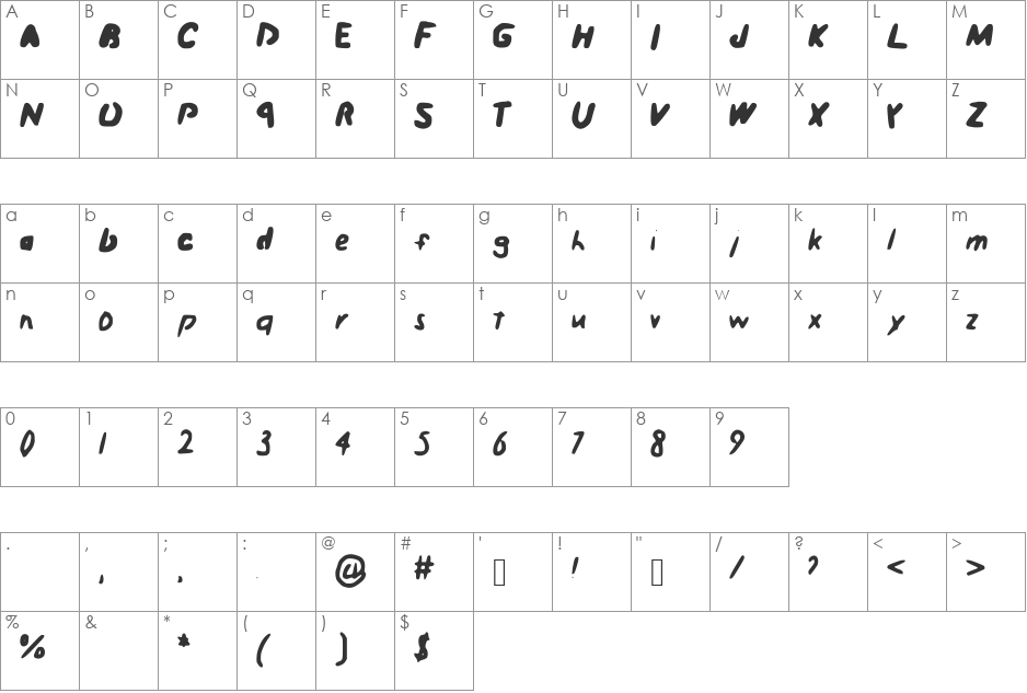 Art_Student font character map preview