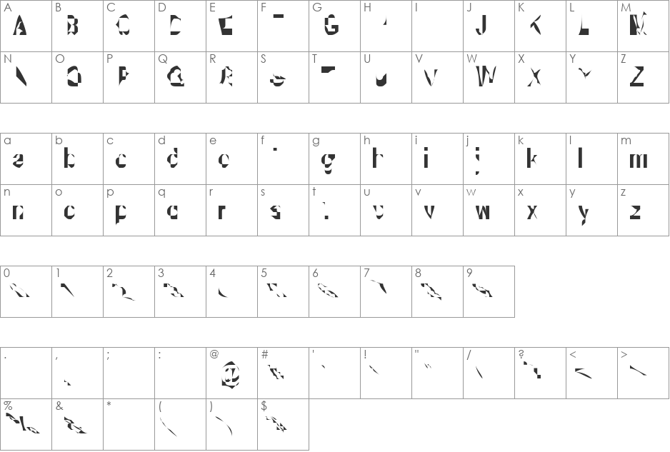 Kattakodd font character map preview