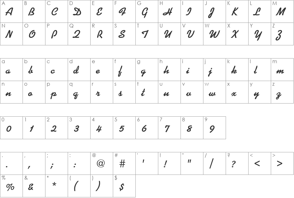 Kauflinn font character map preview