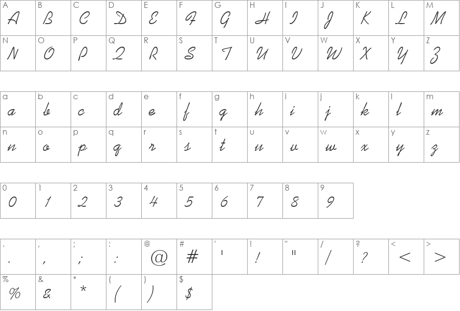 Kaufmann BT font character map preview