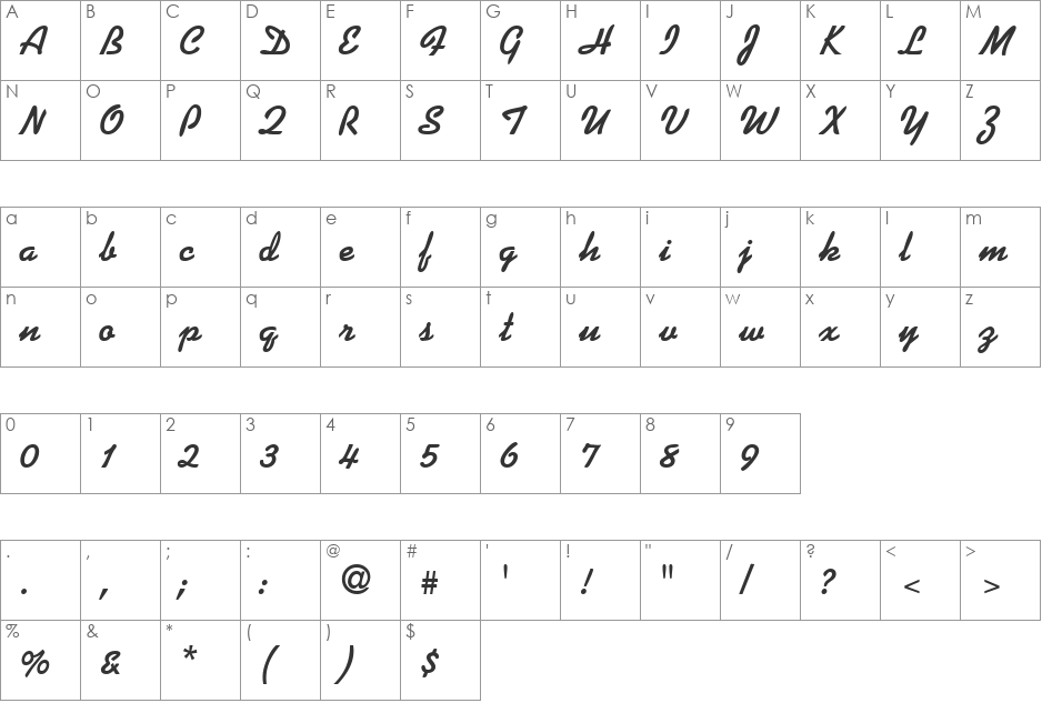 Kaufmann DB font character map preview