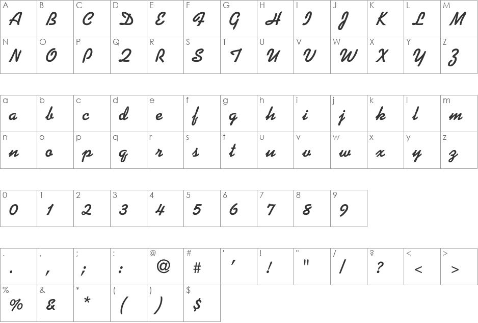 Kaufmann-Bold font character map preview