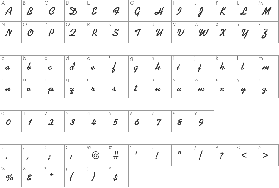 KaufmannBold-Bold font character map preview