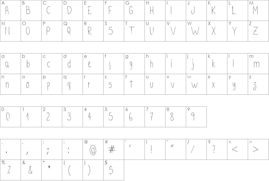 kaus Tripa font character map preview