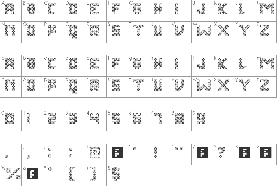 Kawung Textile font character map preview