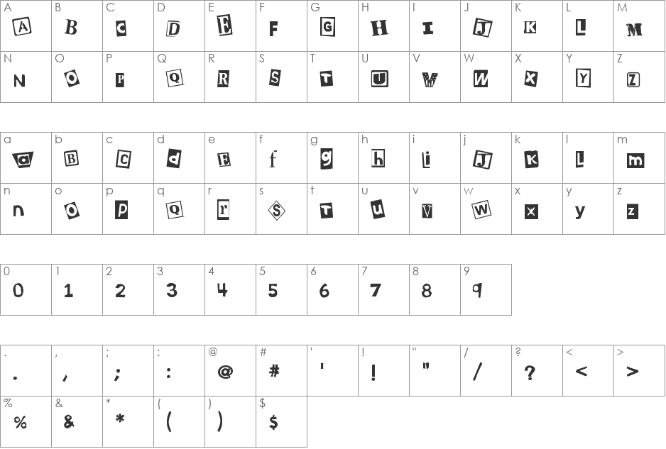 KB3WeHaveYourChocolate font character map preview