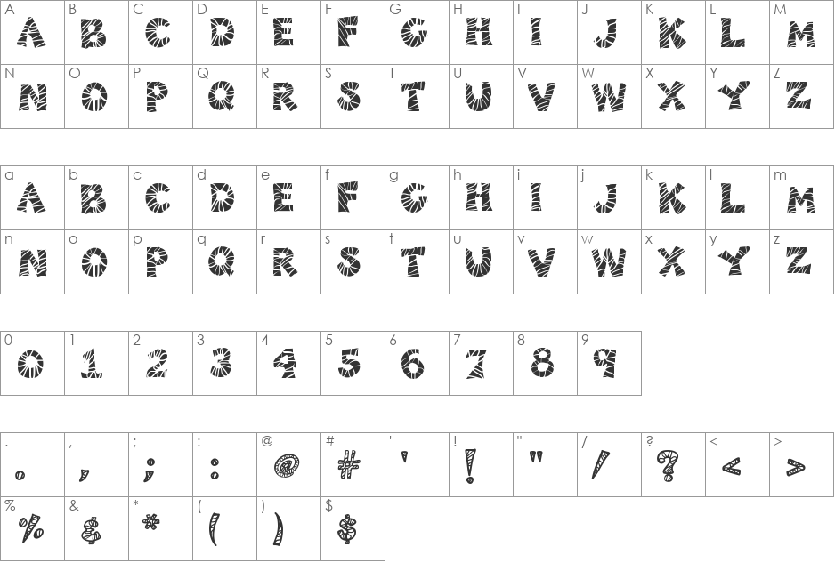 KB3ZebraPatch font character map preview