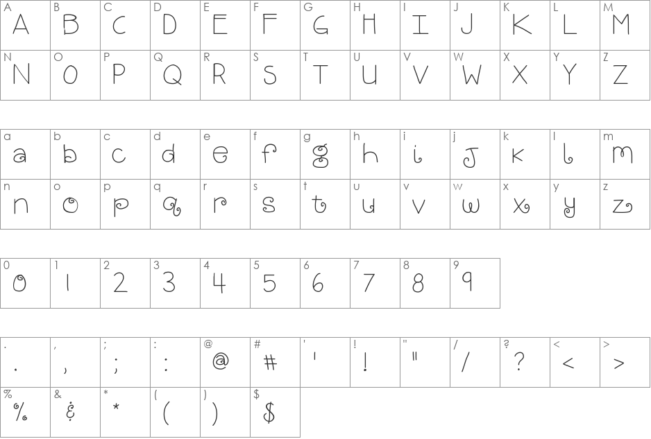 KBBrightandMerry font character map preview