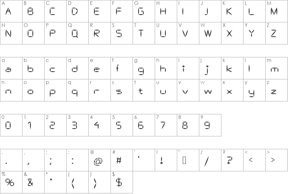 AS Bascalc font character map preview