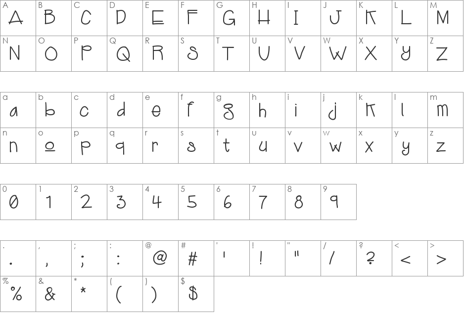 KBJukebox font character map preview