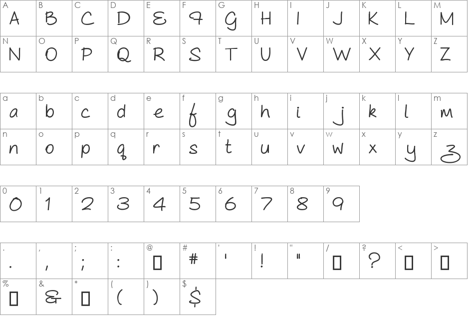 As Cute As... Heavy font character map preview