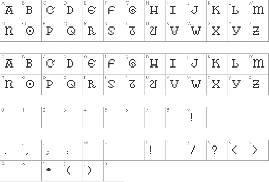 As pedras da Belle Otero font character map preview
