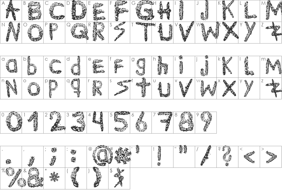 Ke$hanimal font character map preview