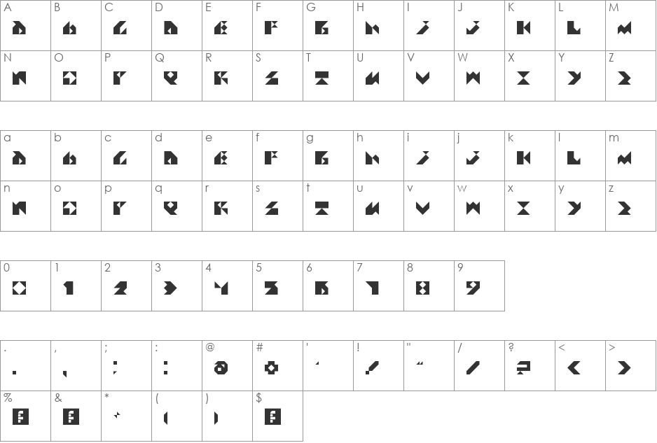 AS/SQ font character map preview