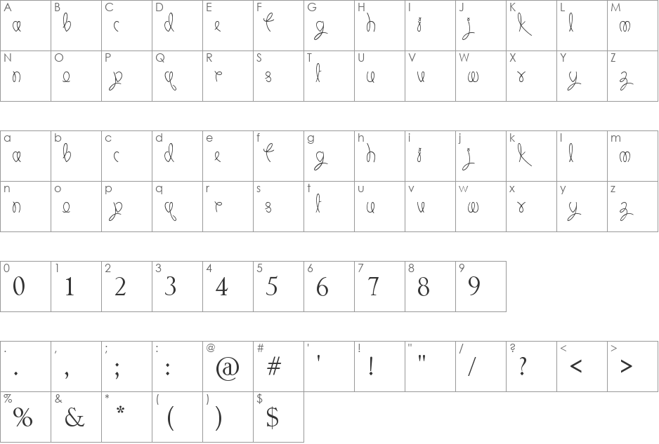 Keep It Simple font character map preview