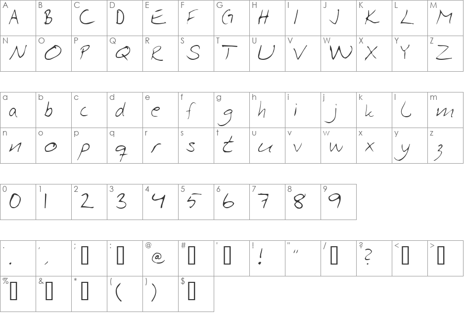Asa Rocks font character map preview