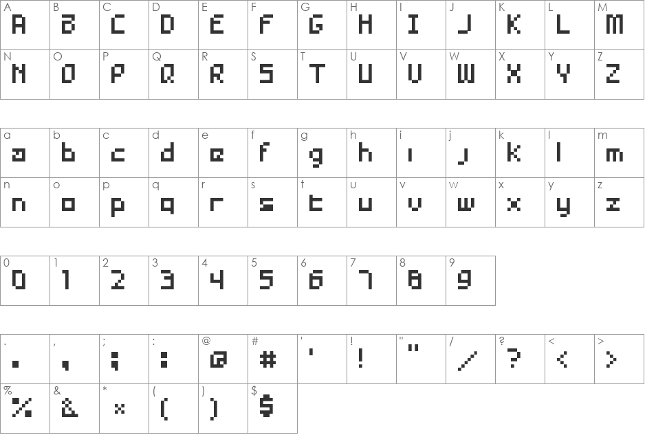 Asai Haxxor font character map preview