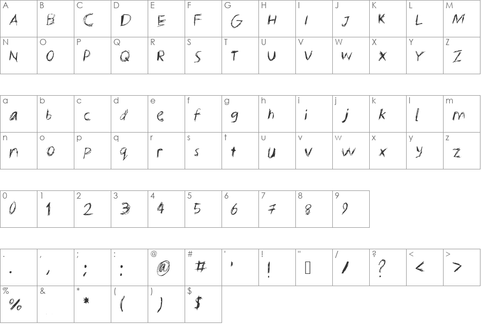 KellysNoteFont font character map preview