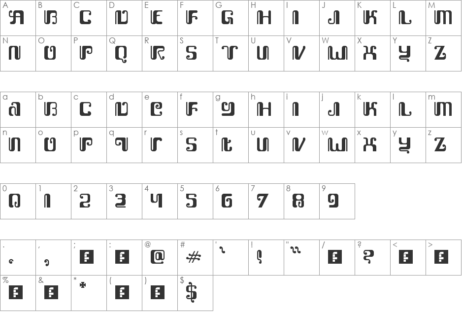Kemasyuran Jawa font character map preview