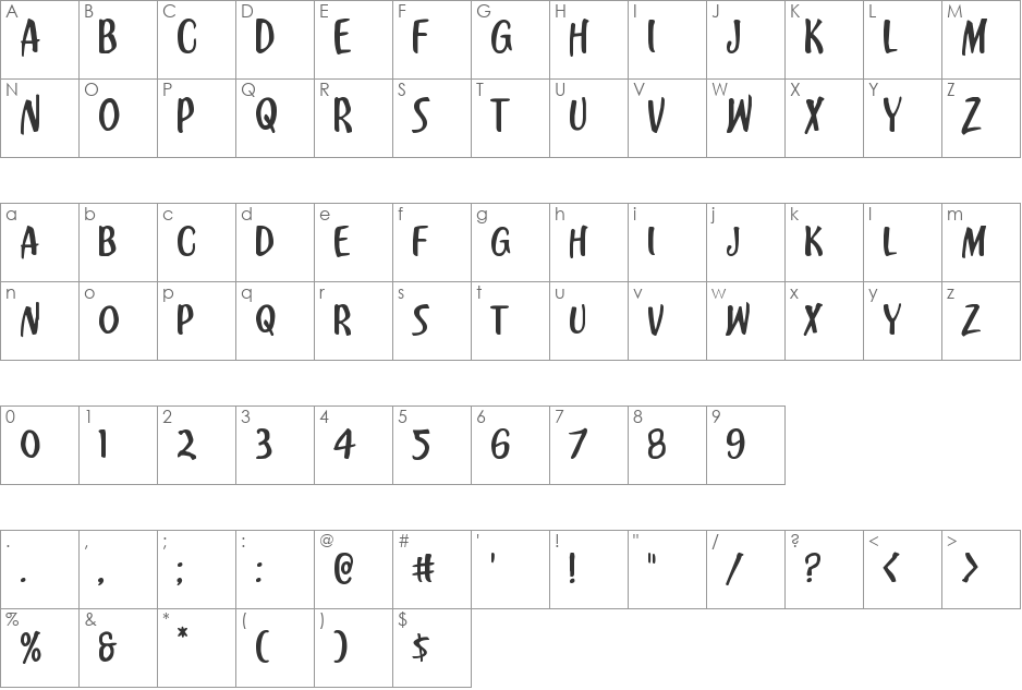 Kennebunkport Expanded font character map preview