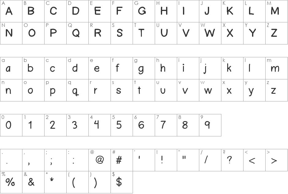 Ascriptt font character map preview