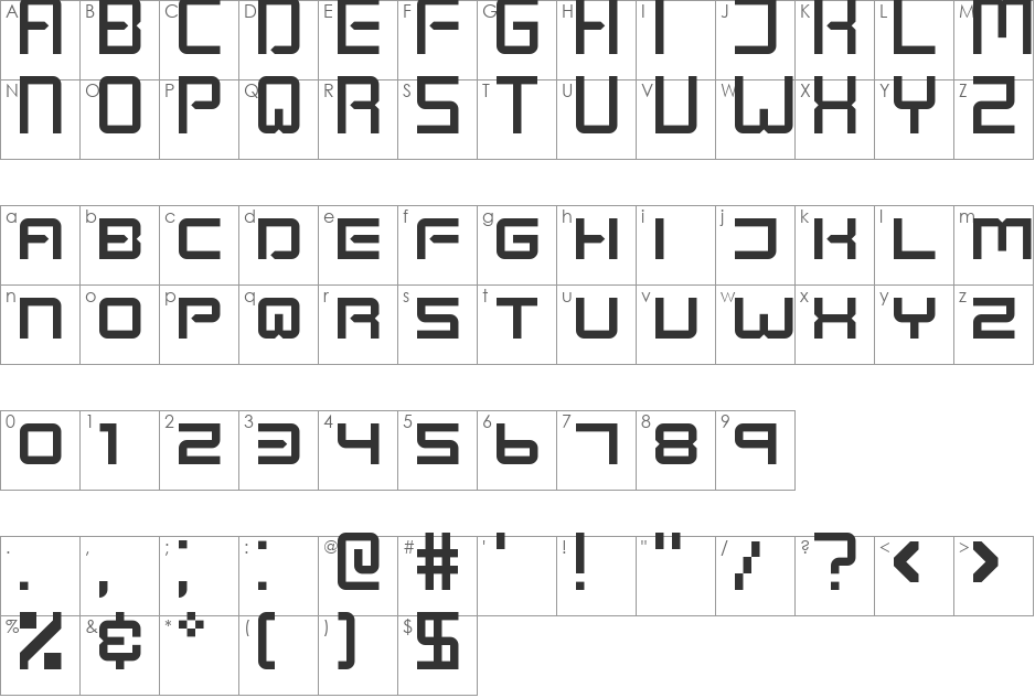 Kenney Space font character map preview