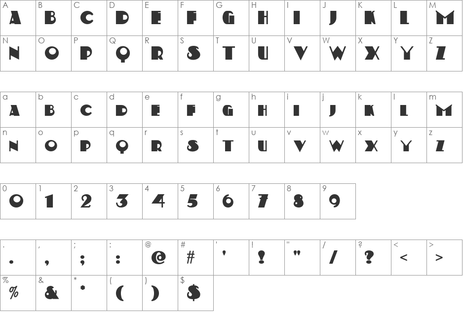 Kerfuffle NF font character map preview